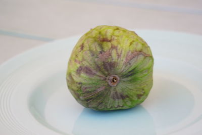 High angle view of apple on plate