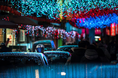 Close-up of illuminated water at night