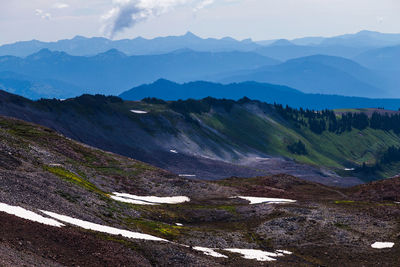 View of mountain range at night