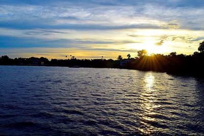 Scenic view of sunset over river