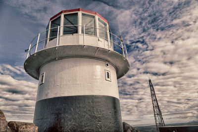 Low angle view of water tower against sky