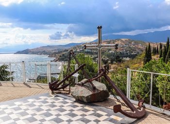 Scenic view of sea against cloudy sky