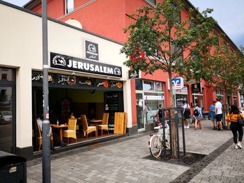 People on street in city