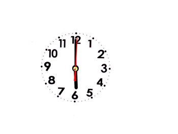 Close-up of clock over white background