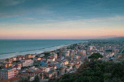 View of the beautiful medieval village of grottammare alta italy