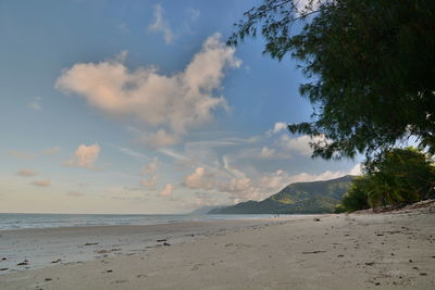 Scenic view of beach against sky
