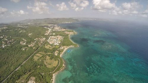 Aerial view of sea against sky