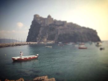 Boat sailing in sea