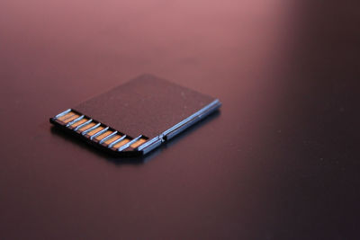 High angle view of smart phone on table