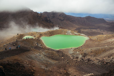 Aerial view of volcanic landscape