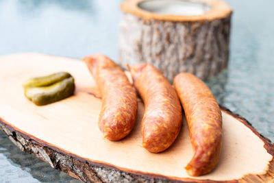 Close-up of meat on cutting board