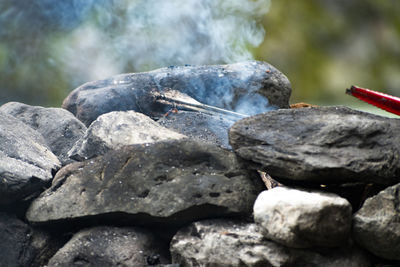 Close-up of stones on rock