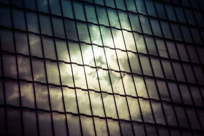 Low angle view of sky seen through window