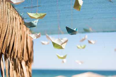 Close-up of paper floating on water