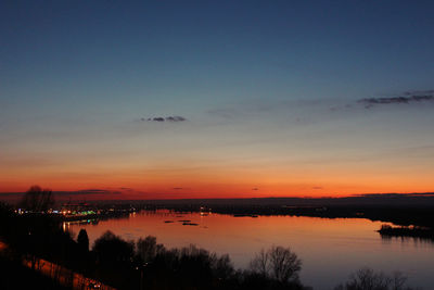 Scenic view of lake at sunset