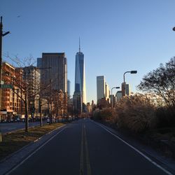 City street against blue sky