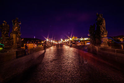 View of illuminated city at night