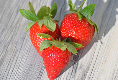Close-up of strawberries on table