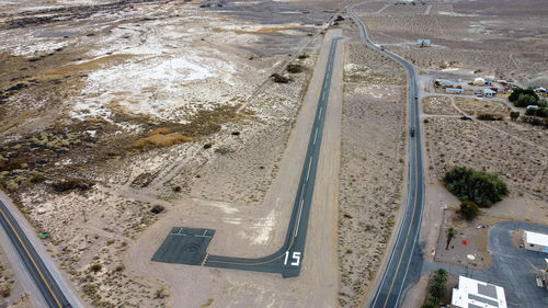 High angle view of empty road