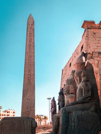 Low angle view of statue against clear sky