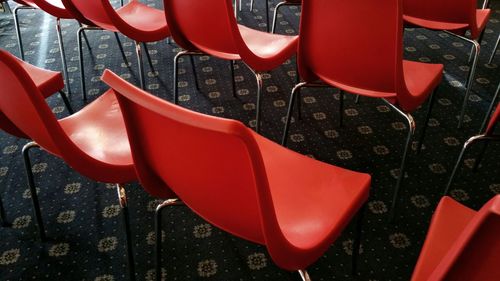 Close-up of chairs and empty chair