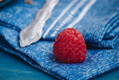 Close-up of strawberries on table