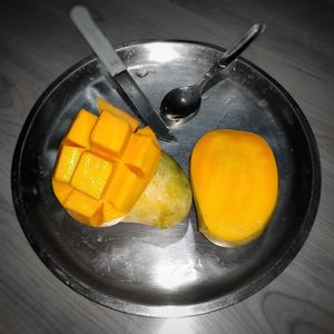 High angle view of fruits on table