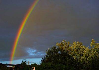 Low angle view of rainbow against sky