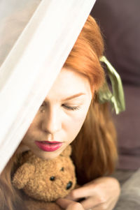 Close-up of beautiful young woman