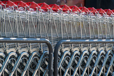 Shopping carts arranged outdoors