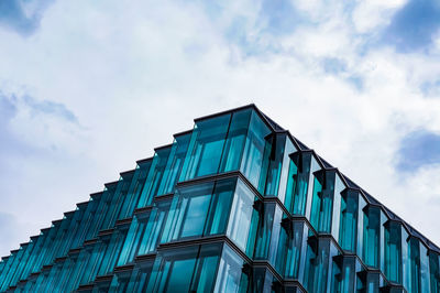 Low angle view of modern building against sky