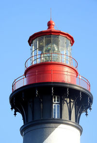 Low angle view of lighthouse against clear sky