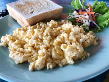High angle view of chopped vegetables in plate
