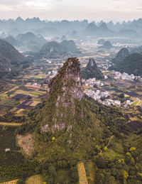 High angle view of mountain range