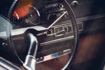 Steering wheel of vintage car