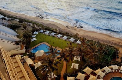 High angle view of swimming pool on beach