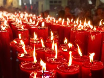 Close-up of illuminated candles