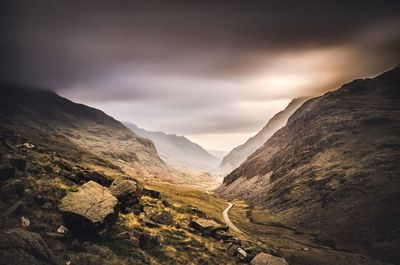 Scenic view of mountains against sky