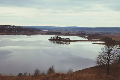 Scenic view of lake against sky