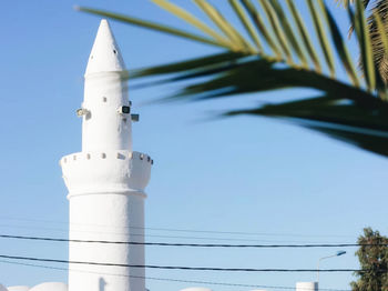 Low angle view of tower against clear sky