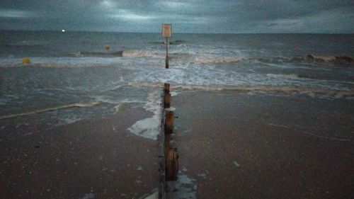 High angle view of beach against sky