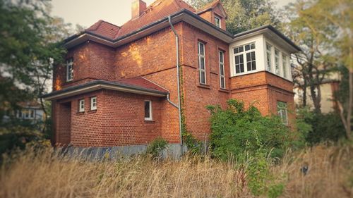 Exterior of house on field