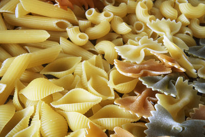 Full frame shot of various pasta