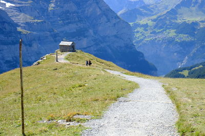 Scenic view of mountains with road