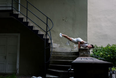 Young man exercising outdoors