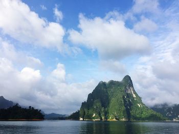 Panoramic view of sea against cloudy sky