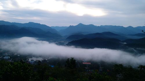 Scenic view of mountains against sky