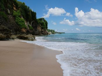 Scenic view of beach against sky