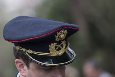 Close-up portrait of man wearing hat