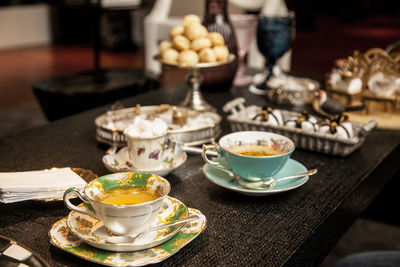 Tea cup on table